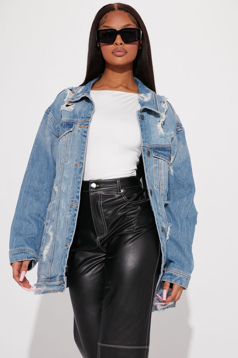 Krissy Oversized Denim Jacket Medium Wash
