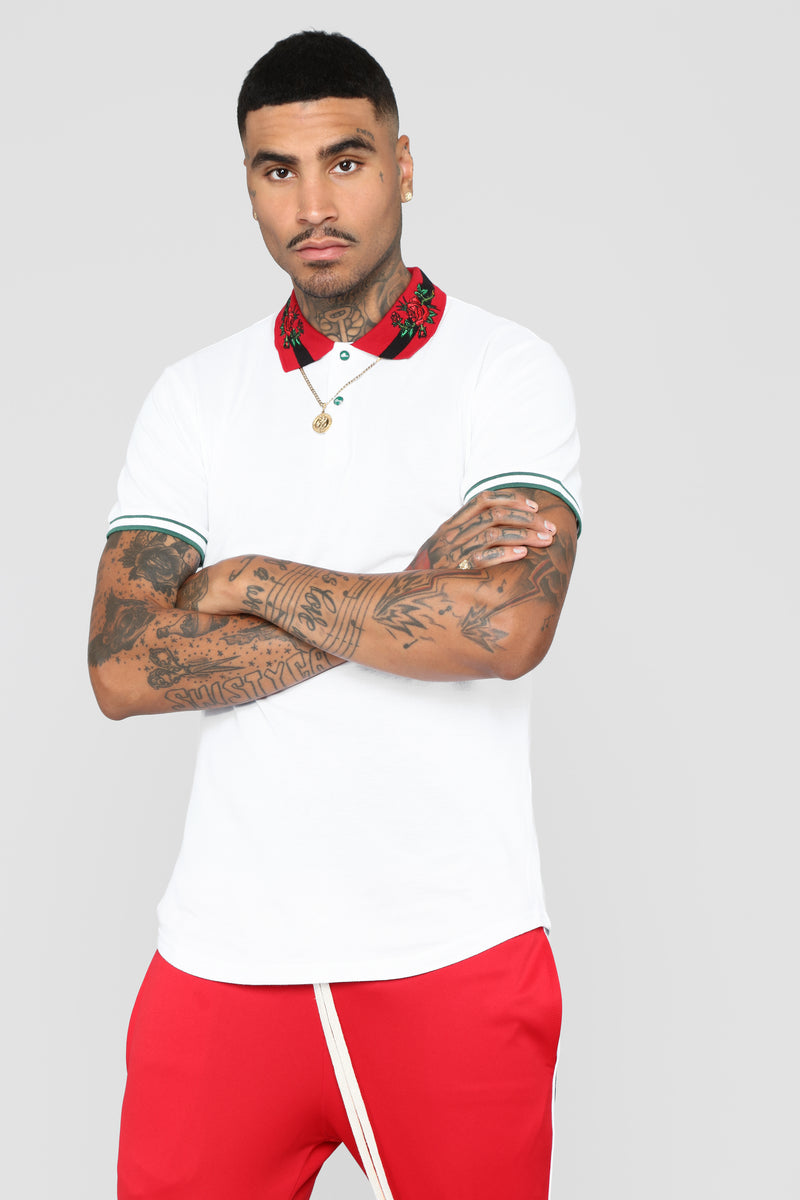 Brandon Short Sleeve Polo Shirt White Fashion Nova Mens Tees