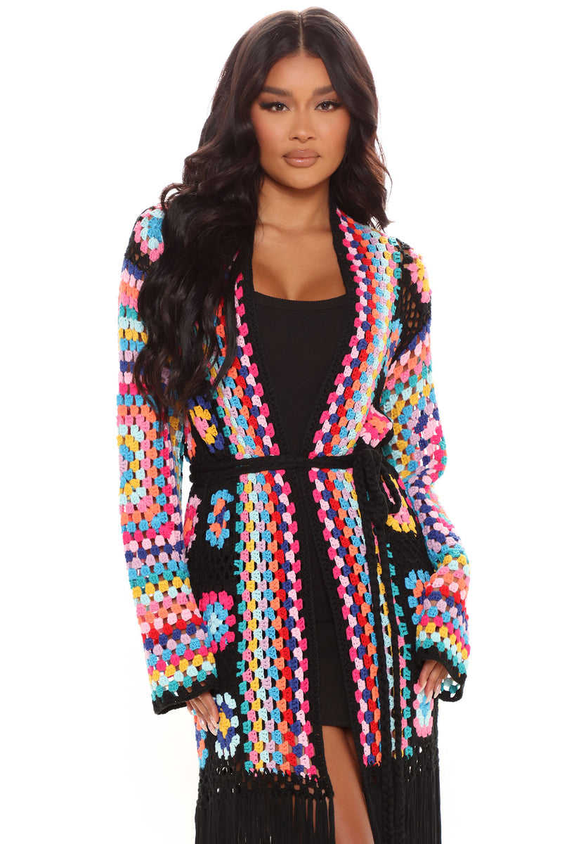Gypsy Queen Crochet Cardigan Black combo