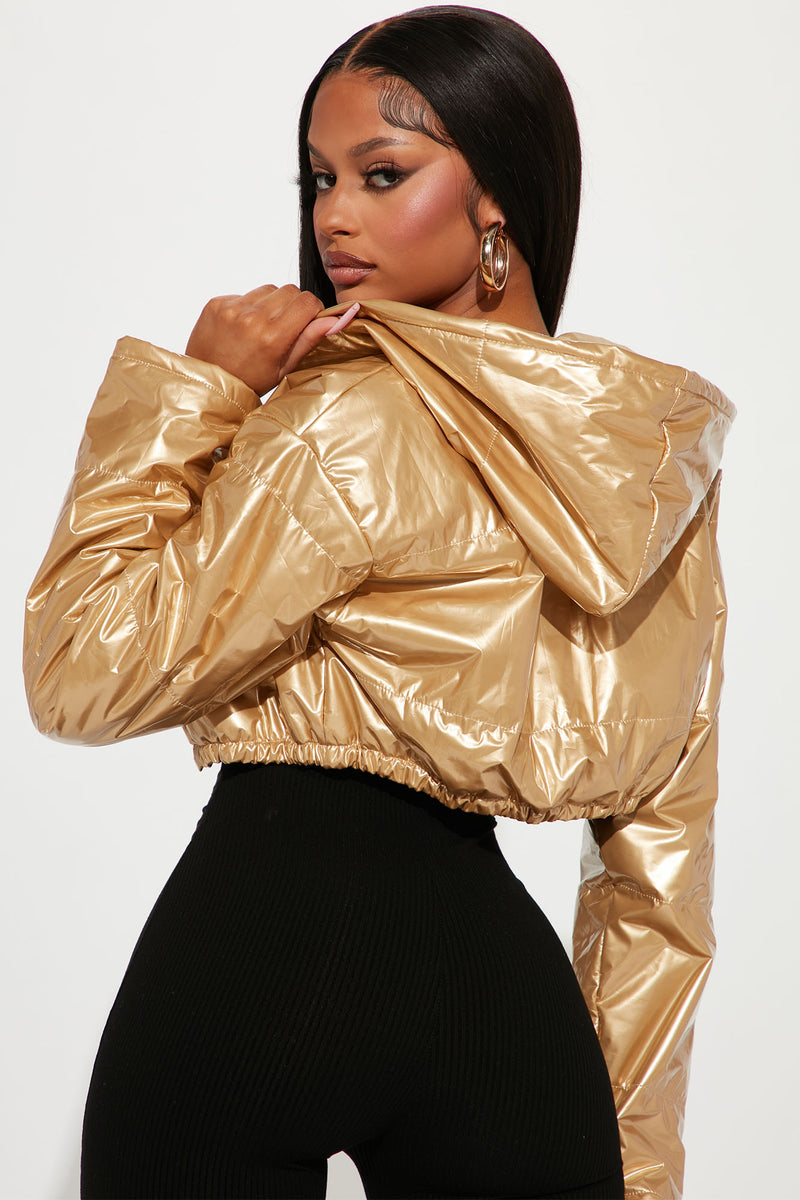 Gold cropped clearance jacket