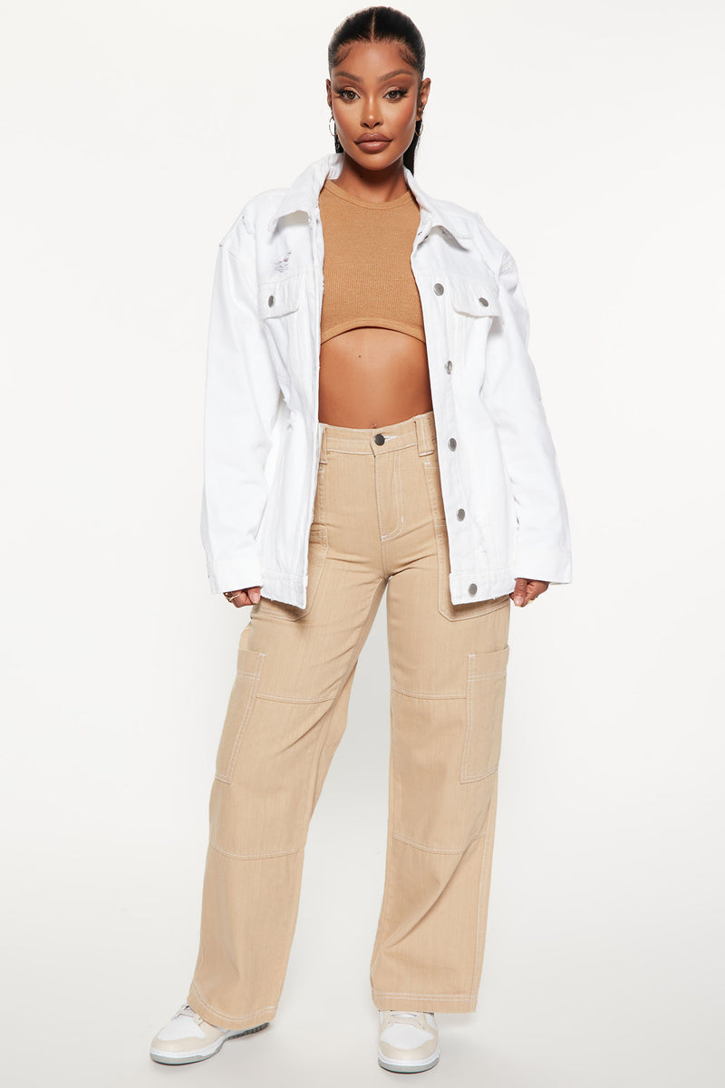 High Expectations Denim Trucker Jacket White Fashion Nova