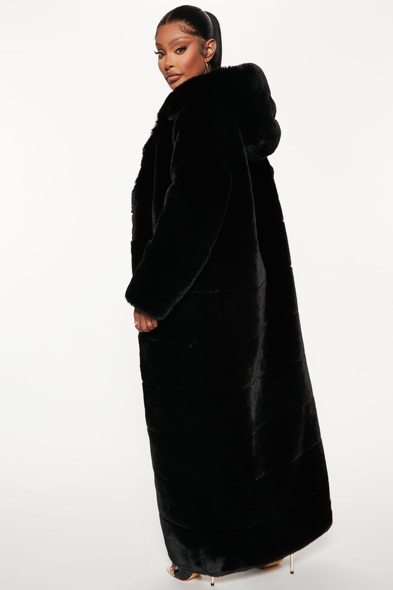 Fashion nova black cheap fur coat