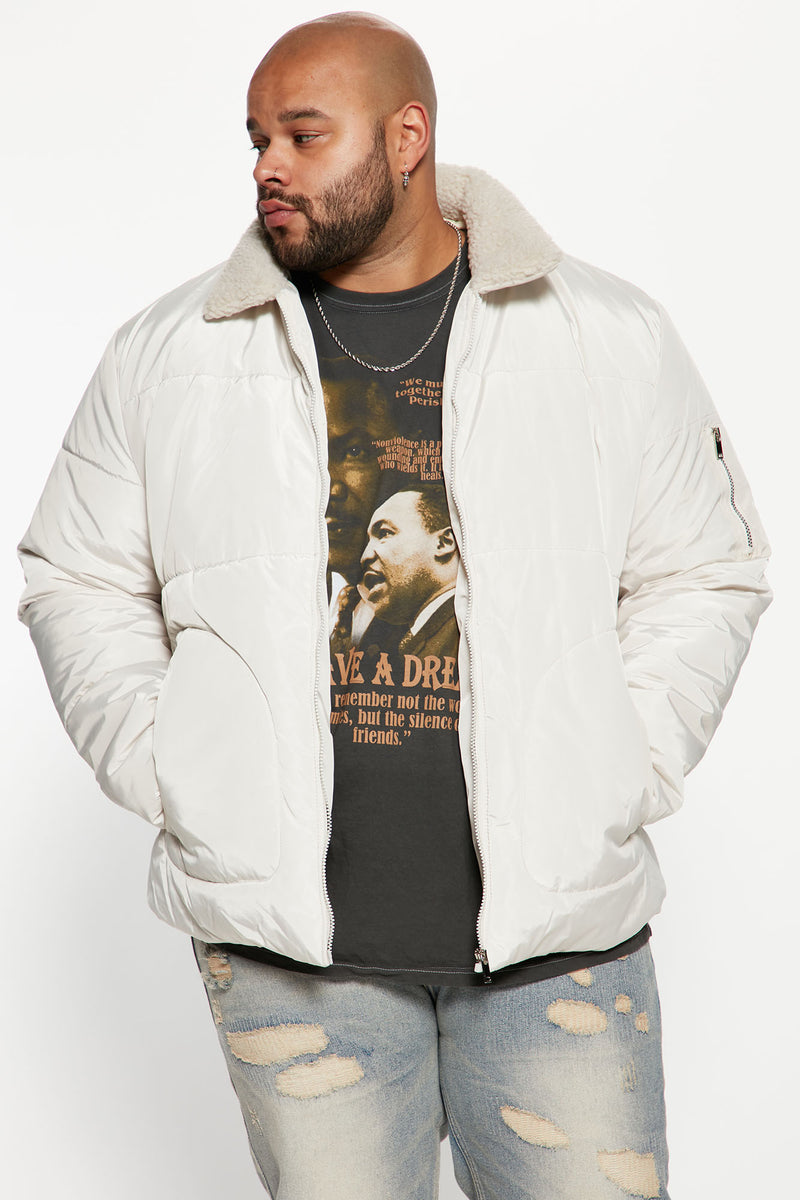 Winter's Calling Sherpa Collared Puffer Jacket Cream Fashion Nova