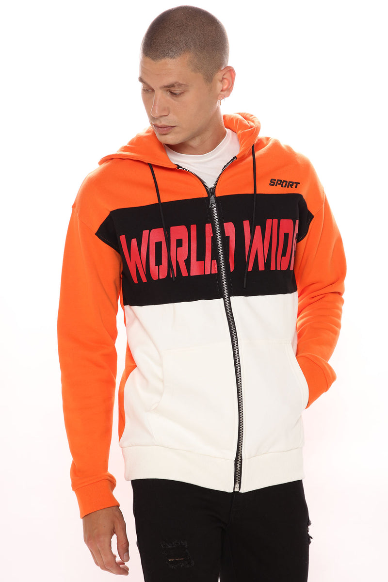 Orange worldwide hoodie Clearance