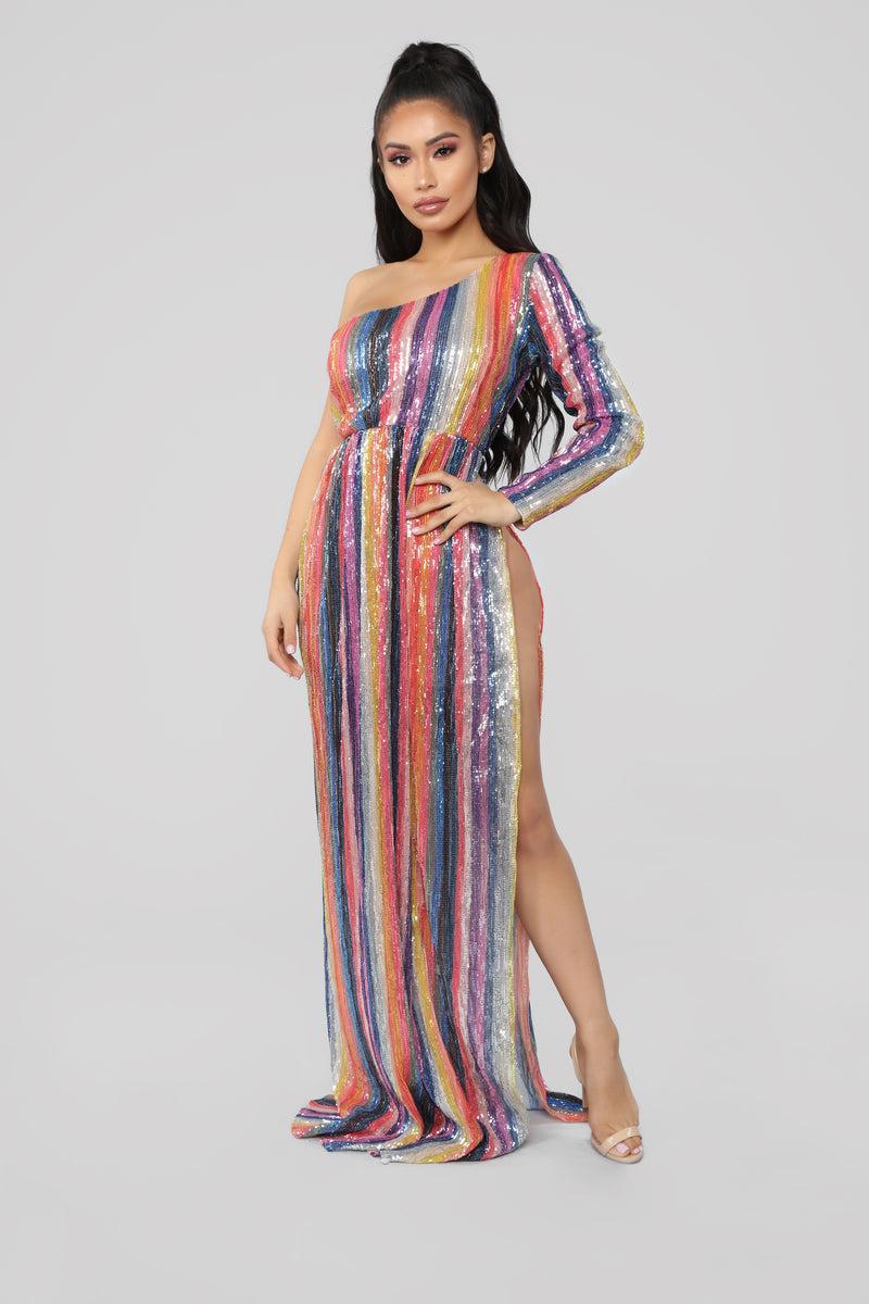 Show Your True Colors Rainbow Dress Rainbow Fashion Nova Luxe Fashion Nova
