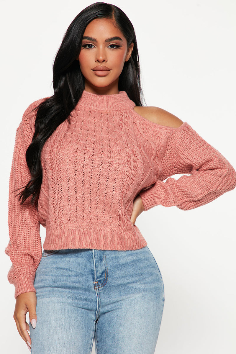 Rust off the shoulder discount sweater