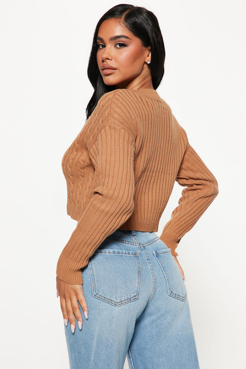 Frankie Cable Knit Cropped Cardigan Sweater - Camel | Fashion Nova ...