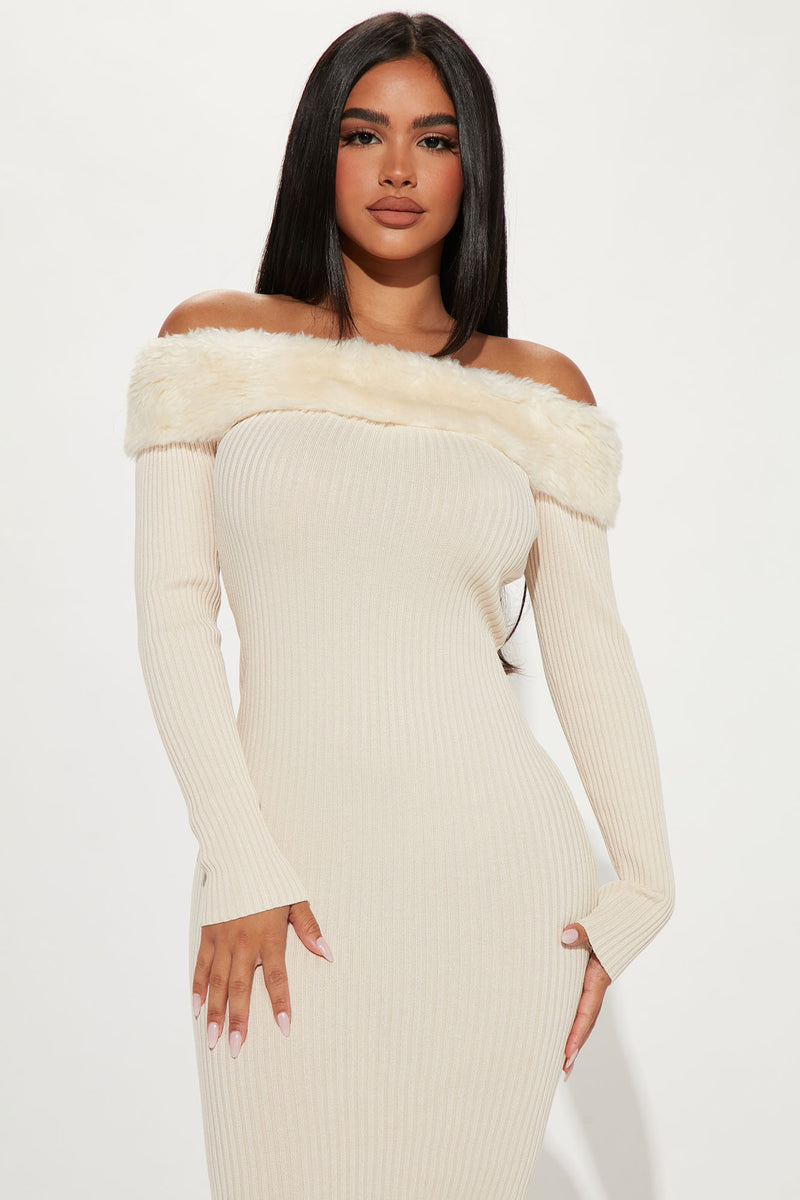 Beige dress fashion nova discount