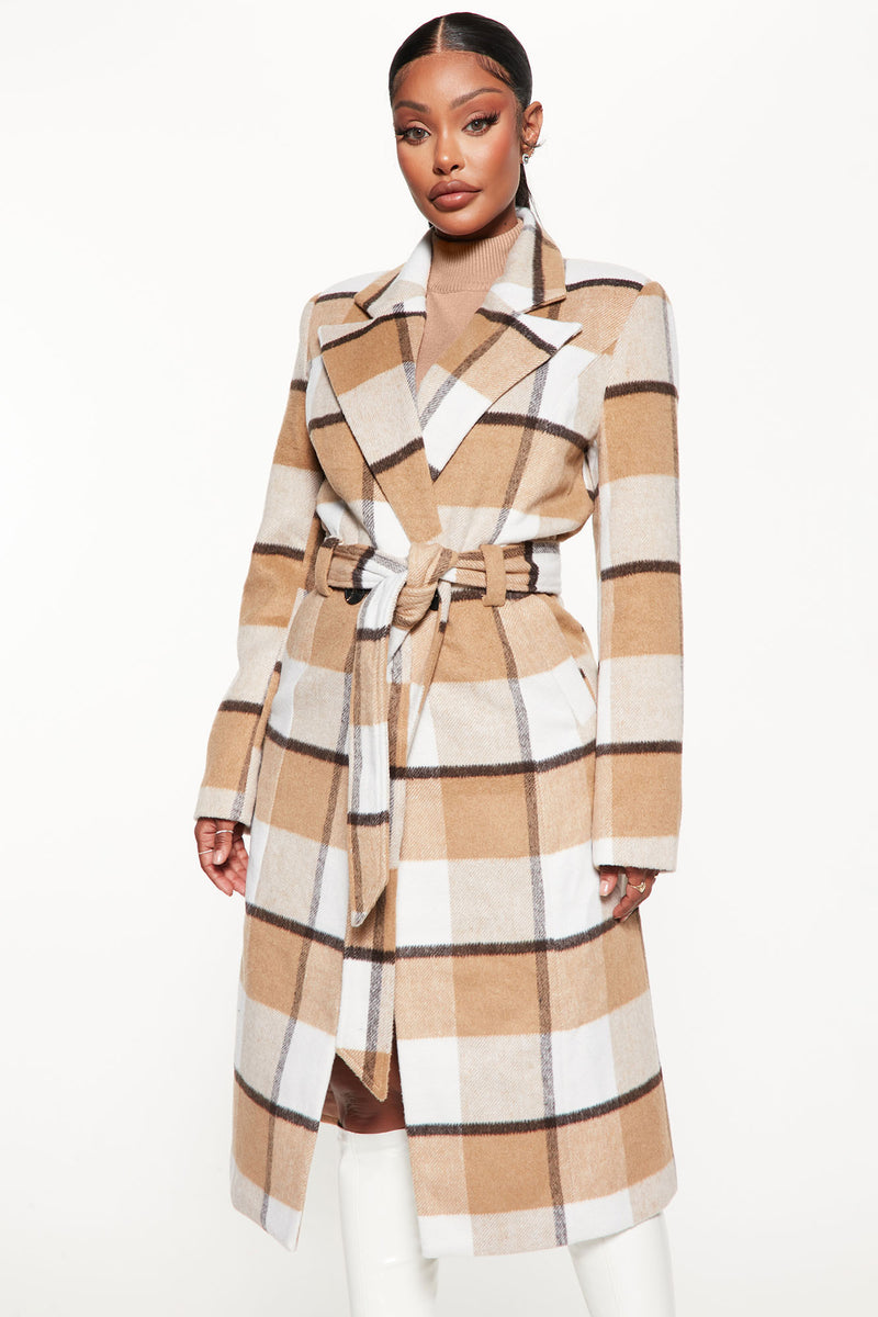 On Her Own Plaid Coat Tan Fashion Nova Jackets Coats