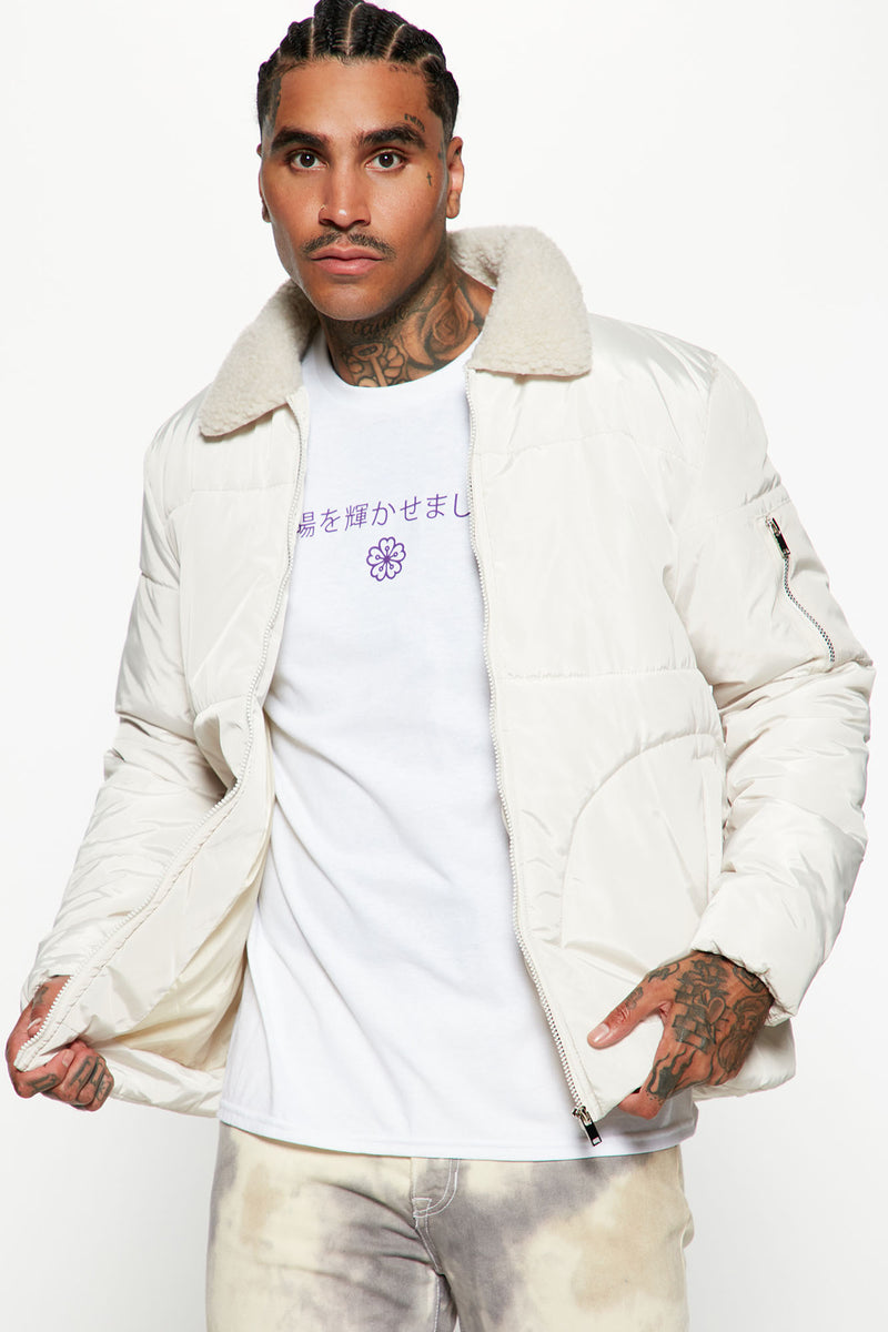Winter's Calling Sherpa Collared Puffer Jacket Cream Fashion Nova