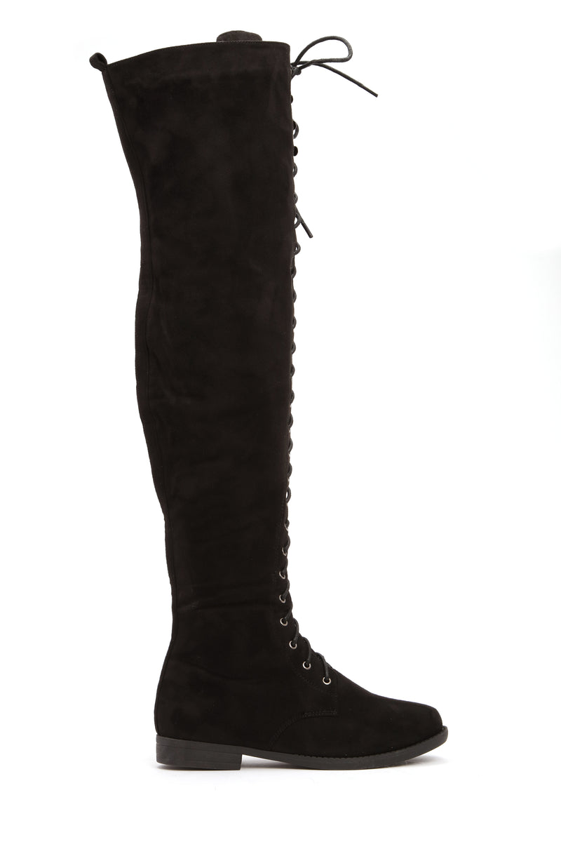 Tall Talk Flat Boot Black
