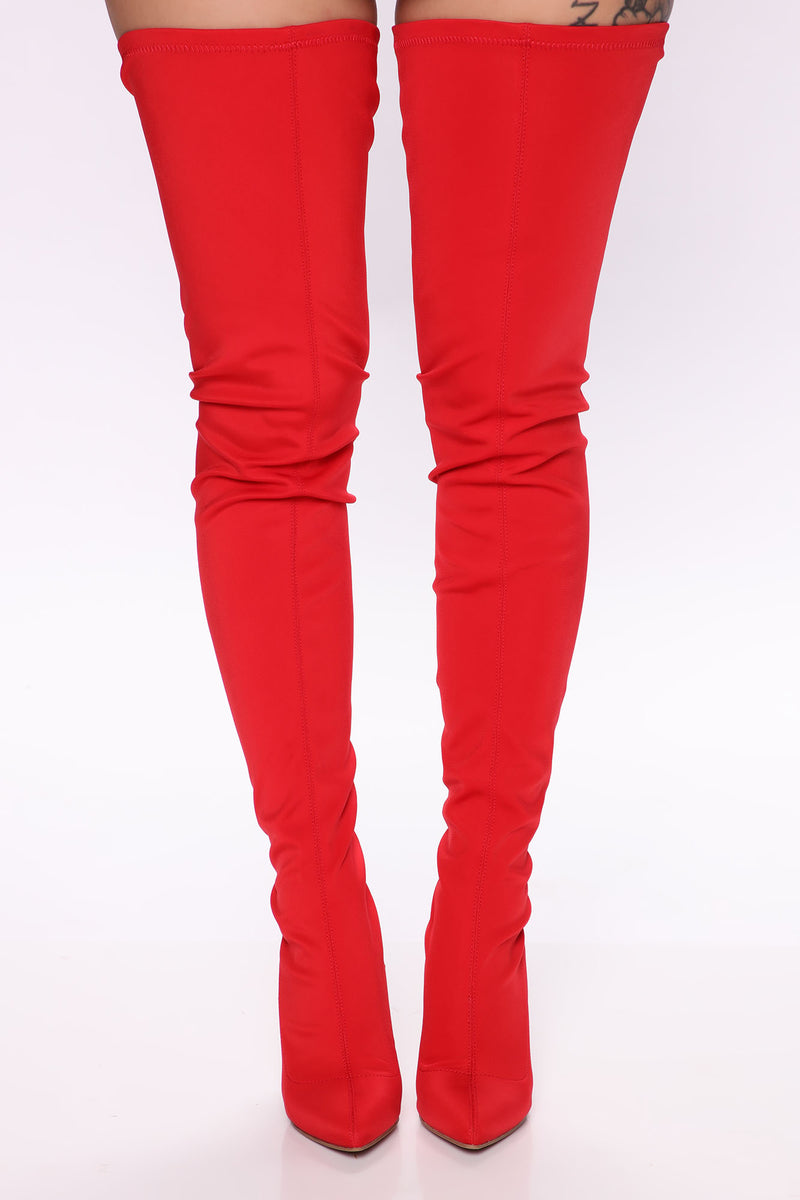 Pretty in thigh shop high boots fashion nova