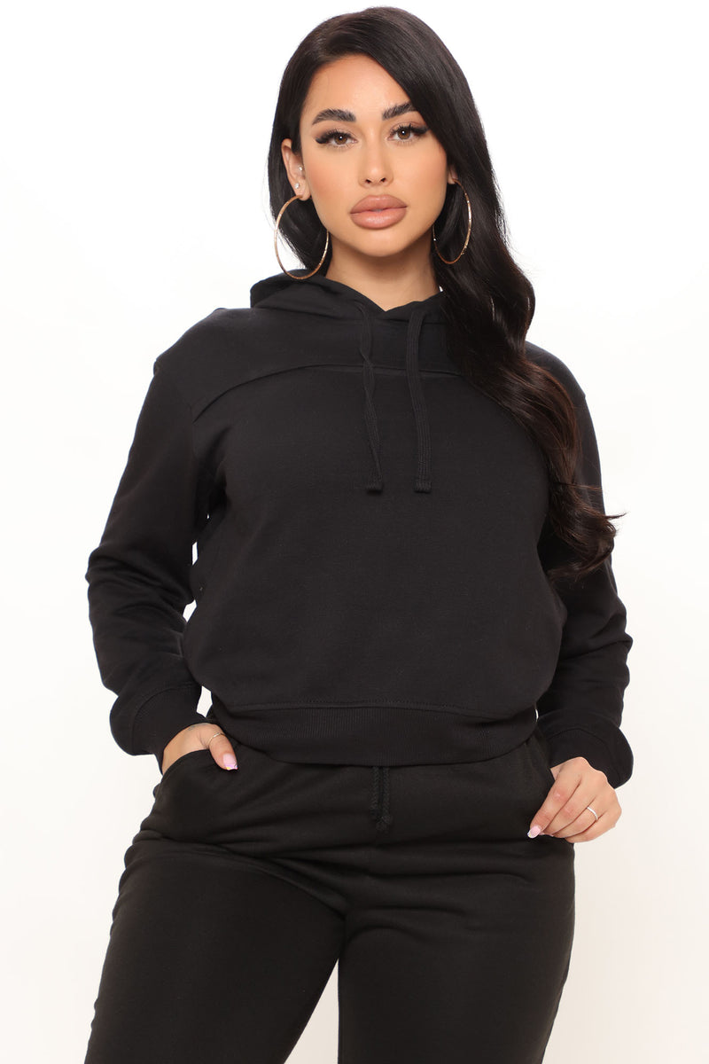 Can t Keep Up Cut Out Hoodie Black Fashion Nova Knit Tops