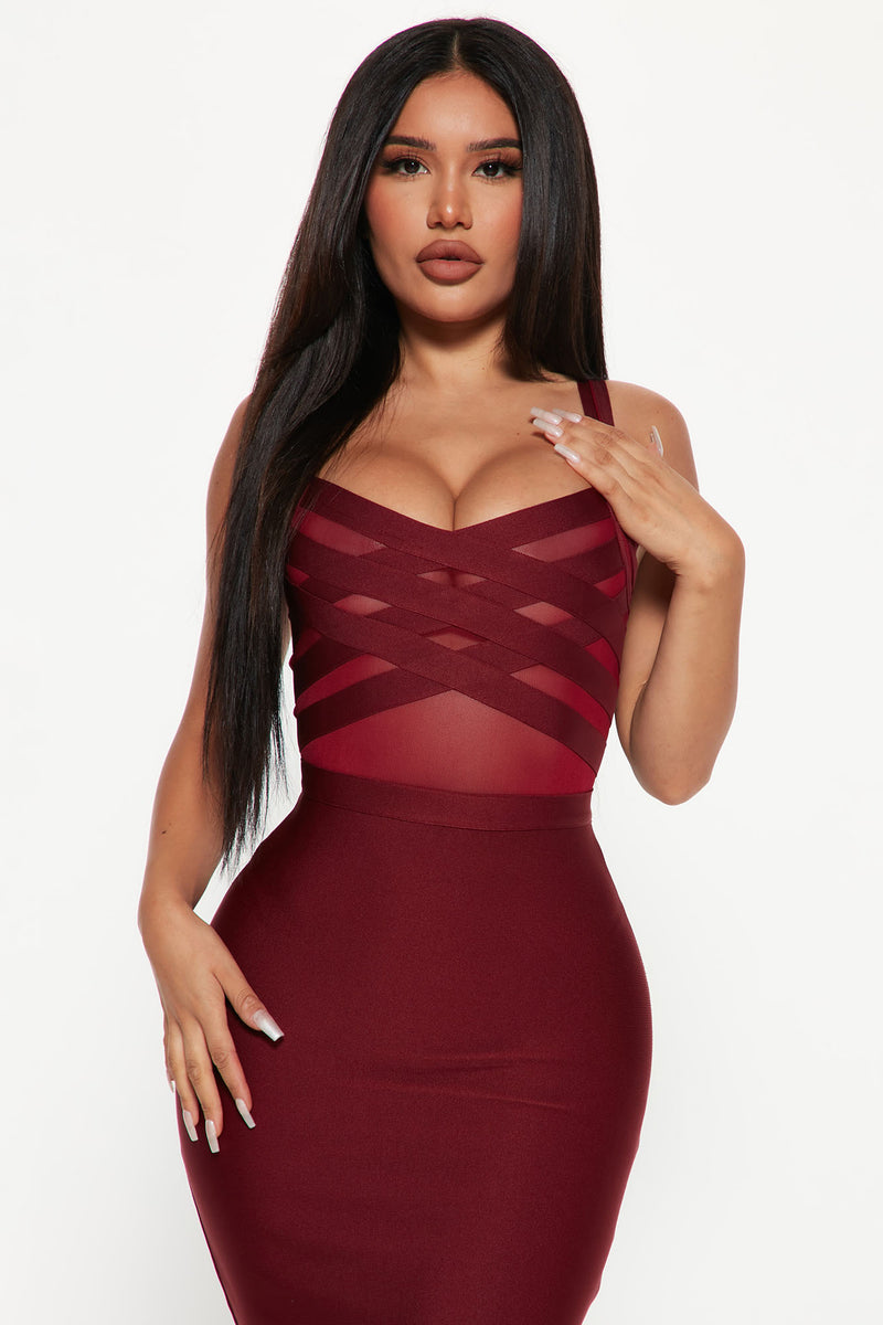 Maroon bandage dress top