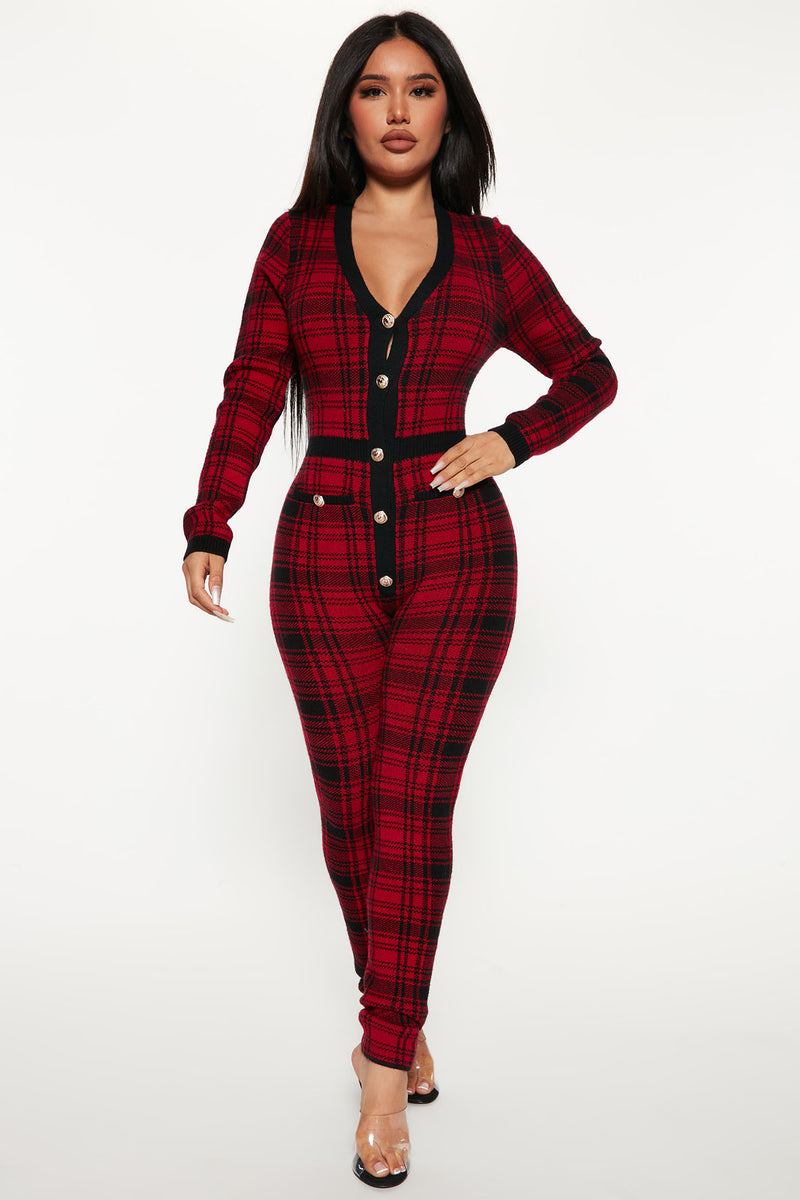 Fashion nova top plaid jumpsuit