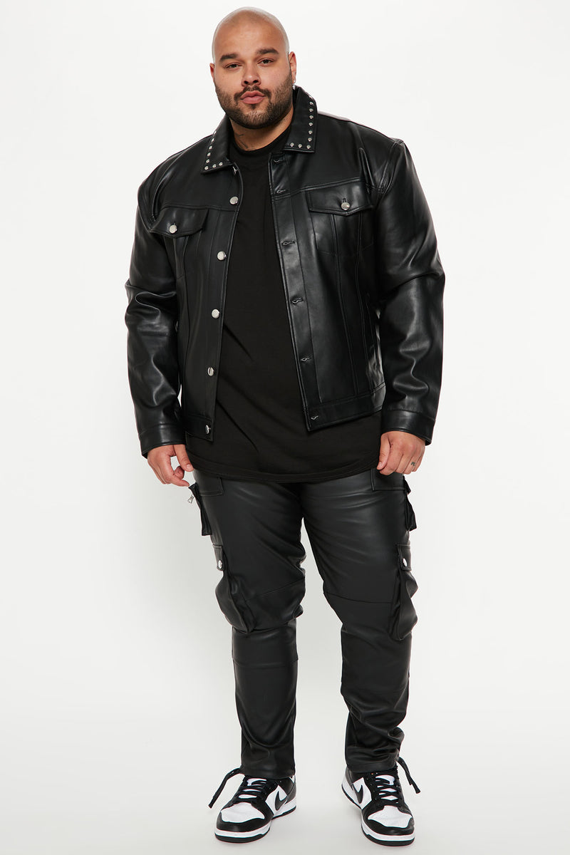 Big man leather jacket best sale