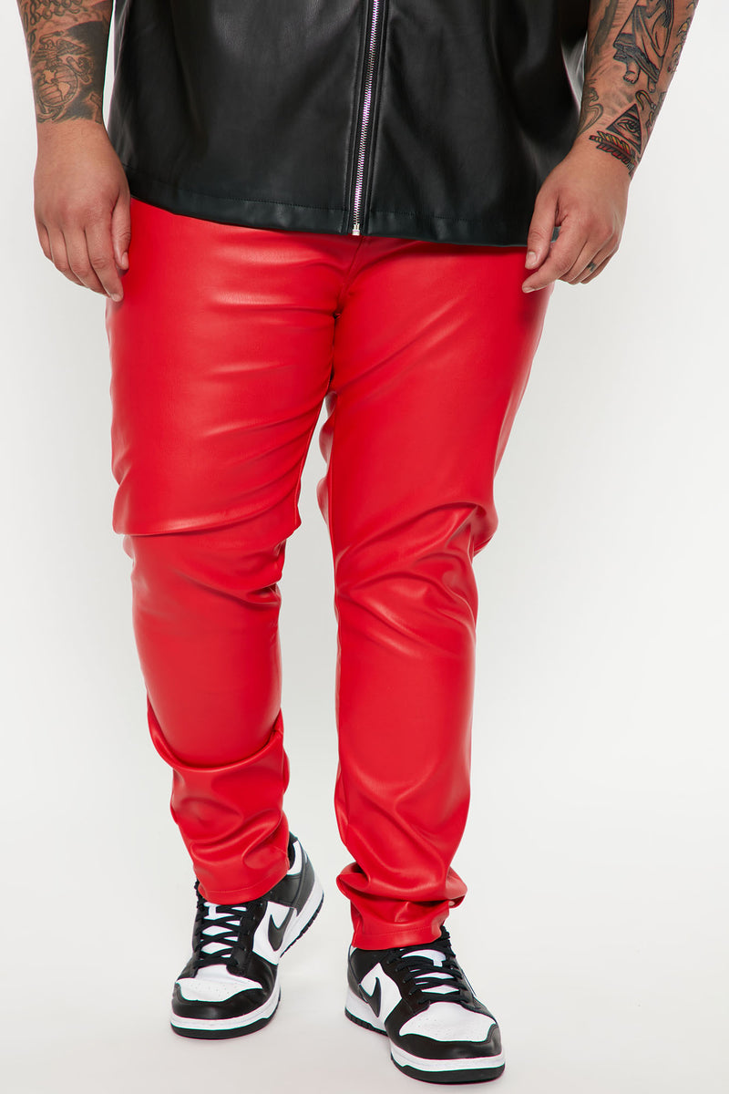 Kayannuo Red leather Pants Spring Clearance Men's New Casual