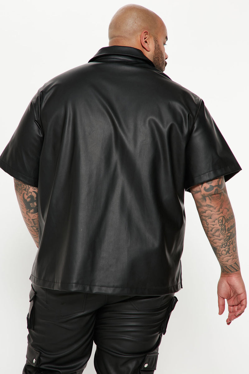 Short sleeve leather hotsell jacket mens