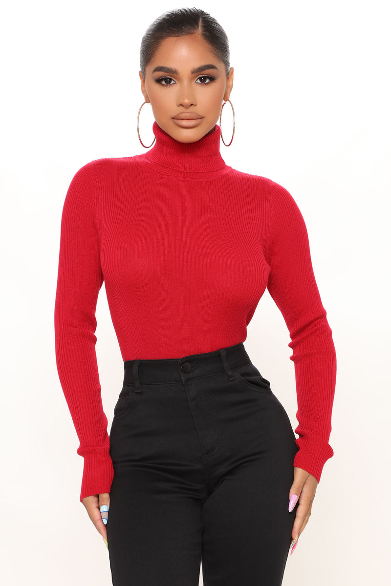 Taylor Crop Turtleneck Sweater Red