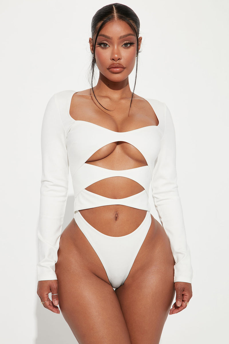 Maryann Cut Out Bodysuit - White, Fashion Nova, Bodysuits