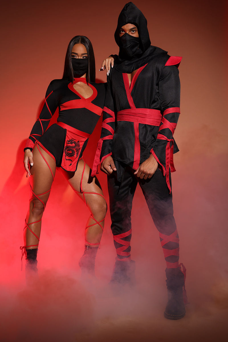 Dragon Ninja 3 Piece Costume Set - Black/Red, Fashion Nova, Womens Costumes