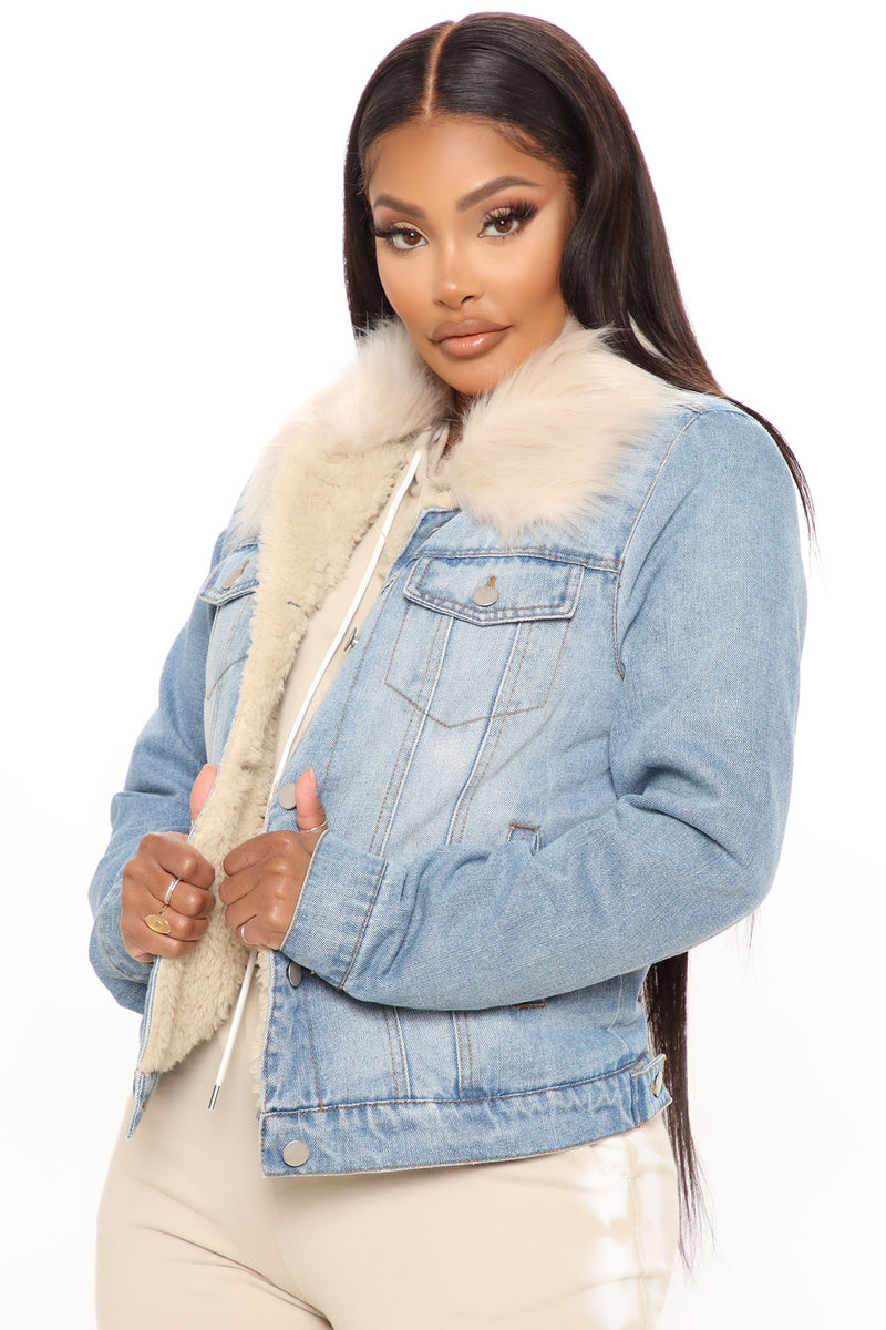 Fashion nova jean cheap jacket with fur