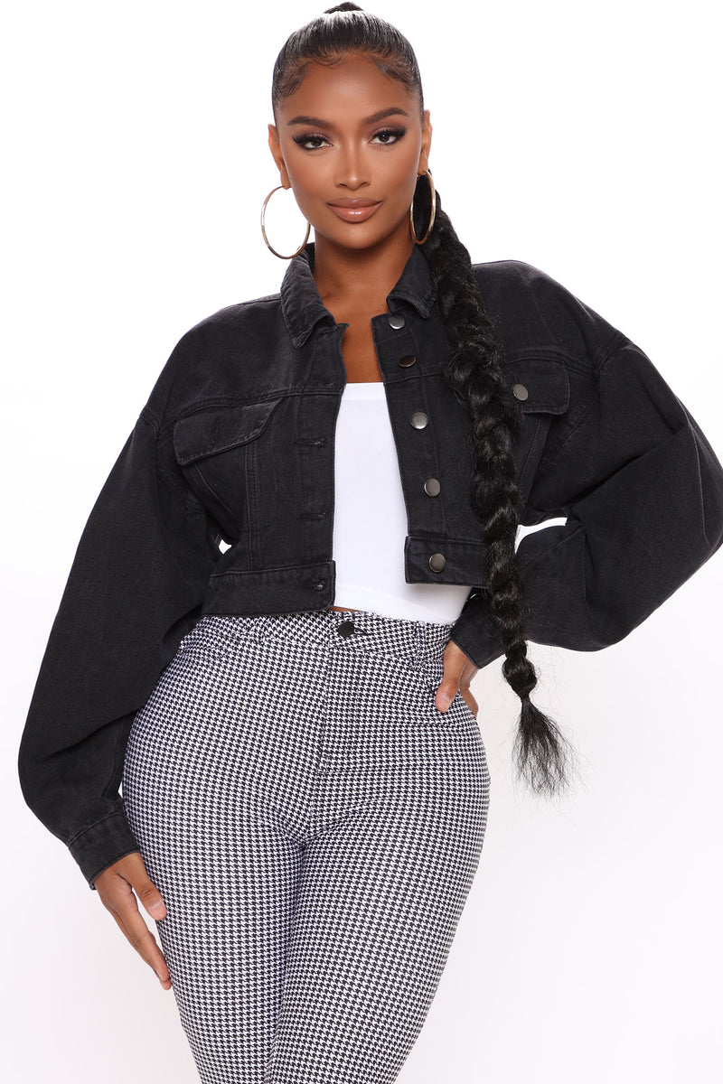 So Chic Cropped Denim Jacket Black Fashion Nova Jackets