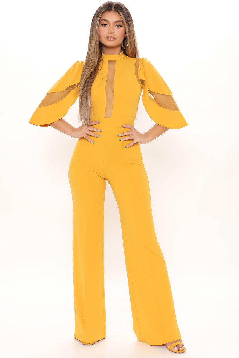 Up And Coming Jumpsuit Mustard Fashion Nova Jumpsuits