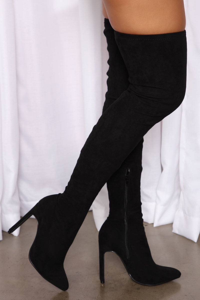 Places To Be Over Knee Boots - Black | Fashion Nova, Shoes Fashion Nova