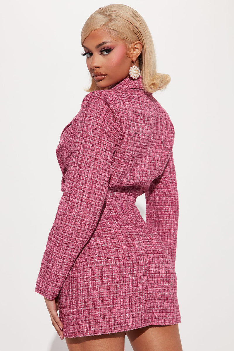Pink plaid skirt top fashion nova