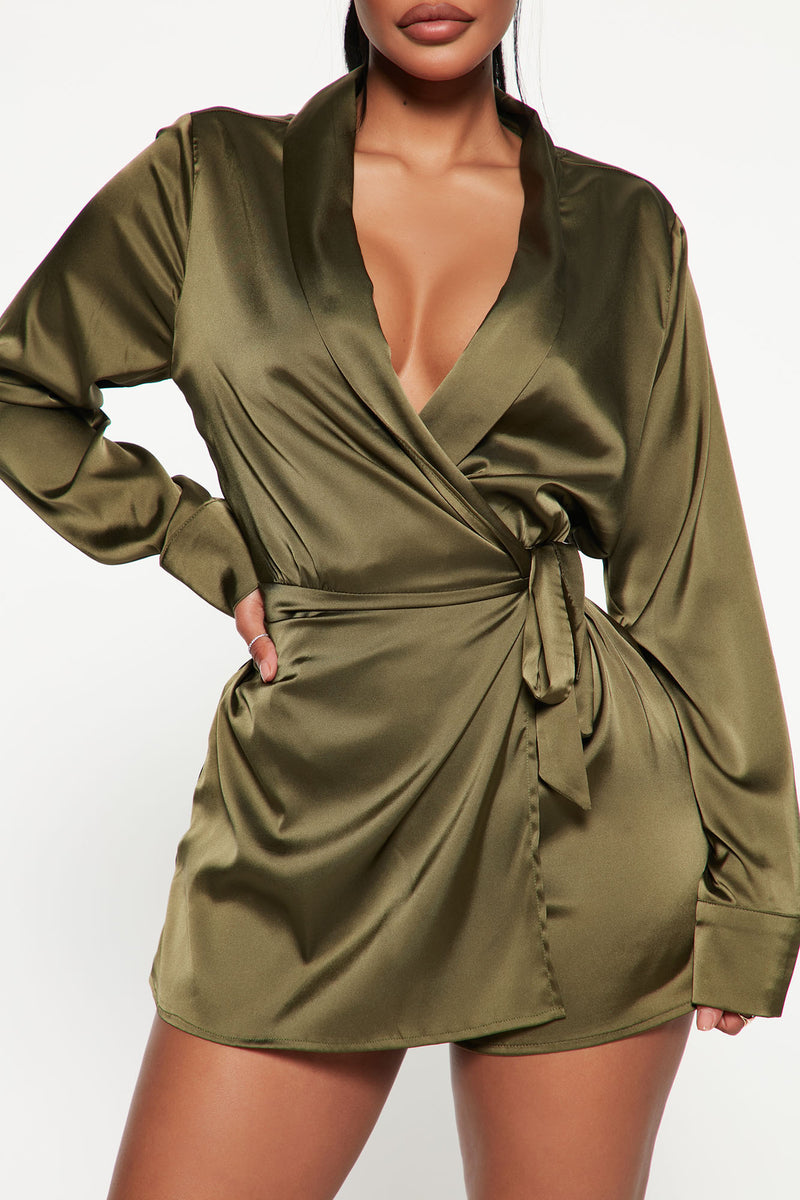 Step It Up Satin Romper - Olive | Fashion Nova, Rompers | Fashion Nova