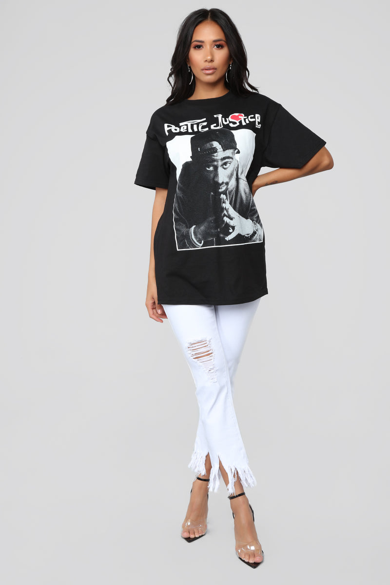Poetic Justice Tunic Tee Black Fashion Nova Screens Tops and
