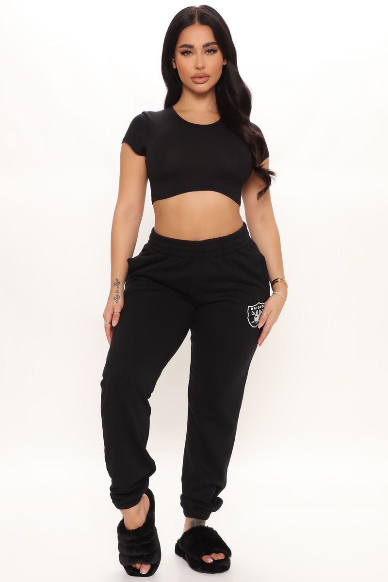 Raiders Fit And Flare Pant - Black, Fashion Nova, Screens Tops and Bottoms