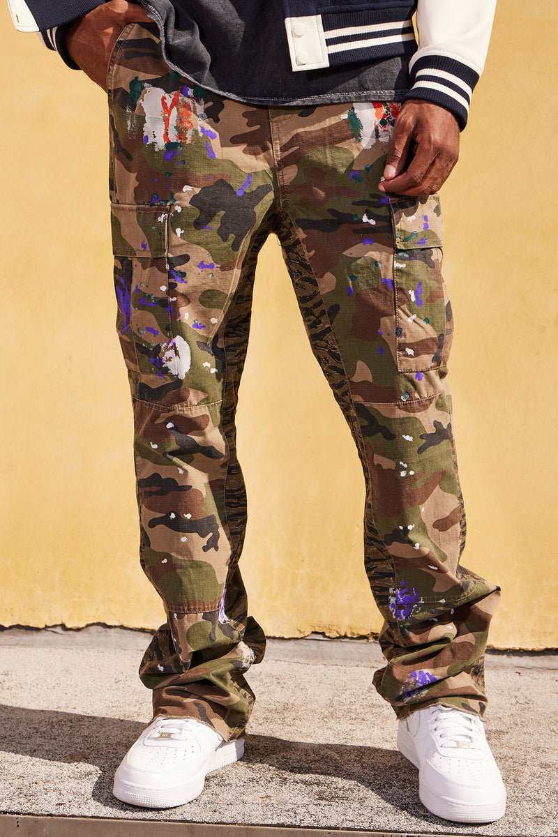 Slim Flare Cargo Pants Camouflage