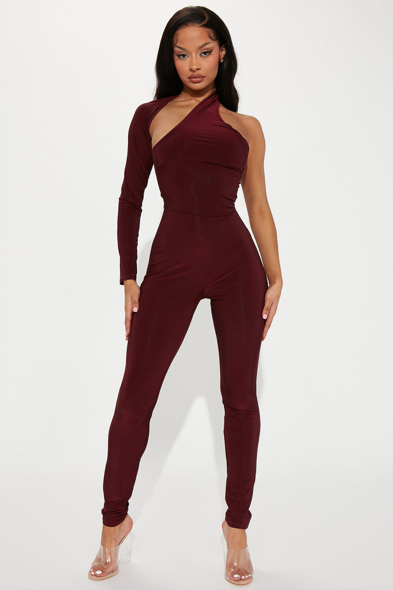 Fashion nova burgundy jumpsuit top
