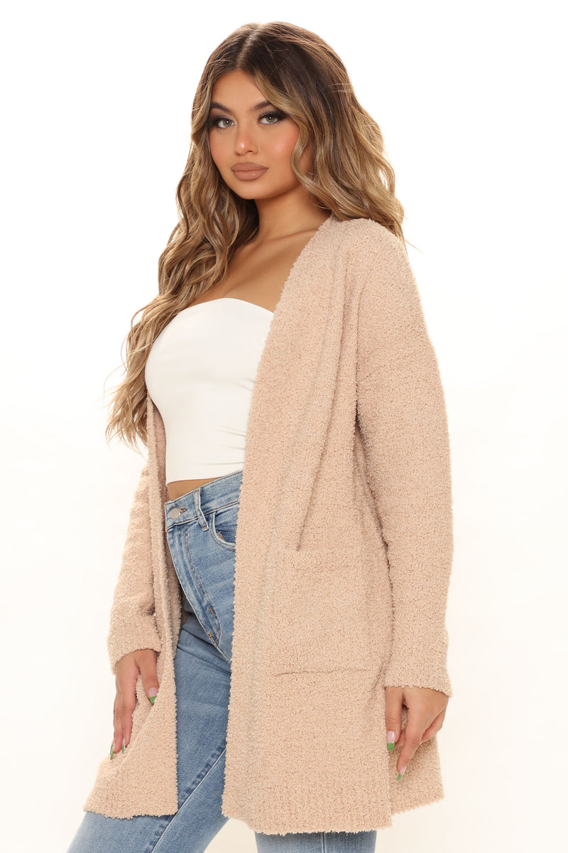 Warm And Fuzzy Cardigan Taupe