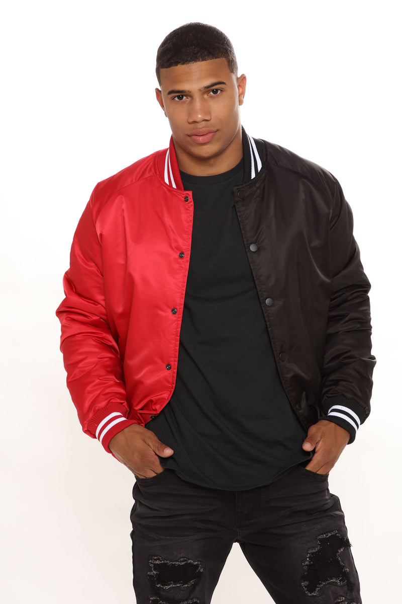 Split Bomber Jacket - Black/Red, Fashion Nova, Mens Jackets