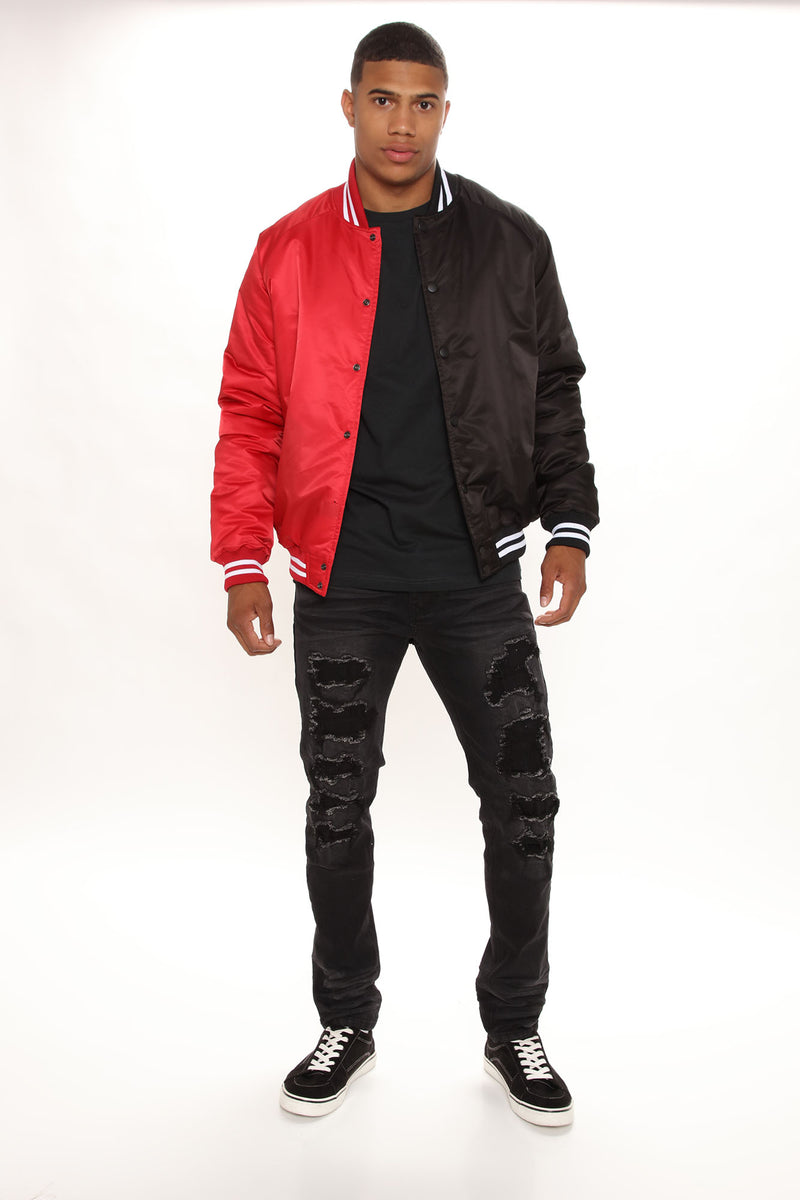Dark red clearance bomber jacket mens