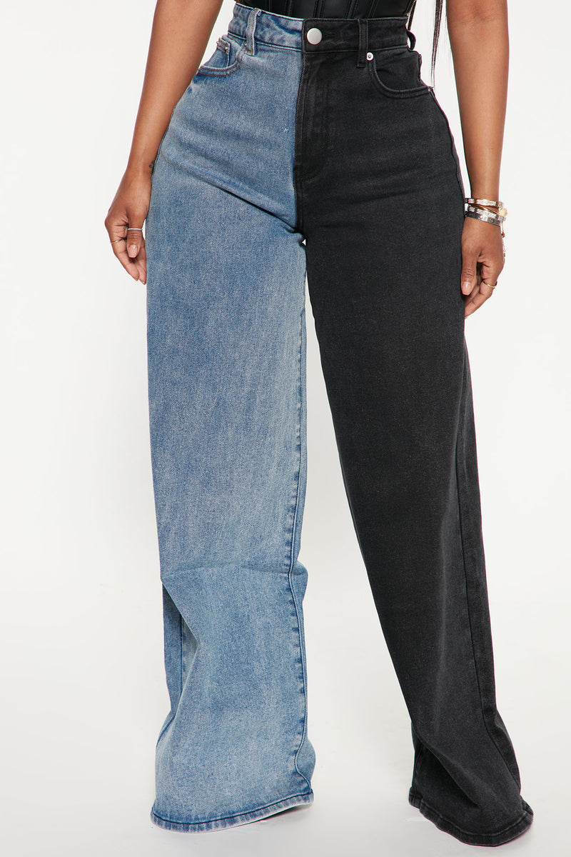 Half black half denim jeans 2025