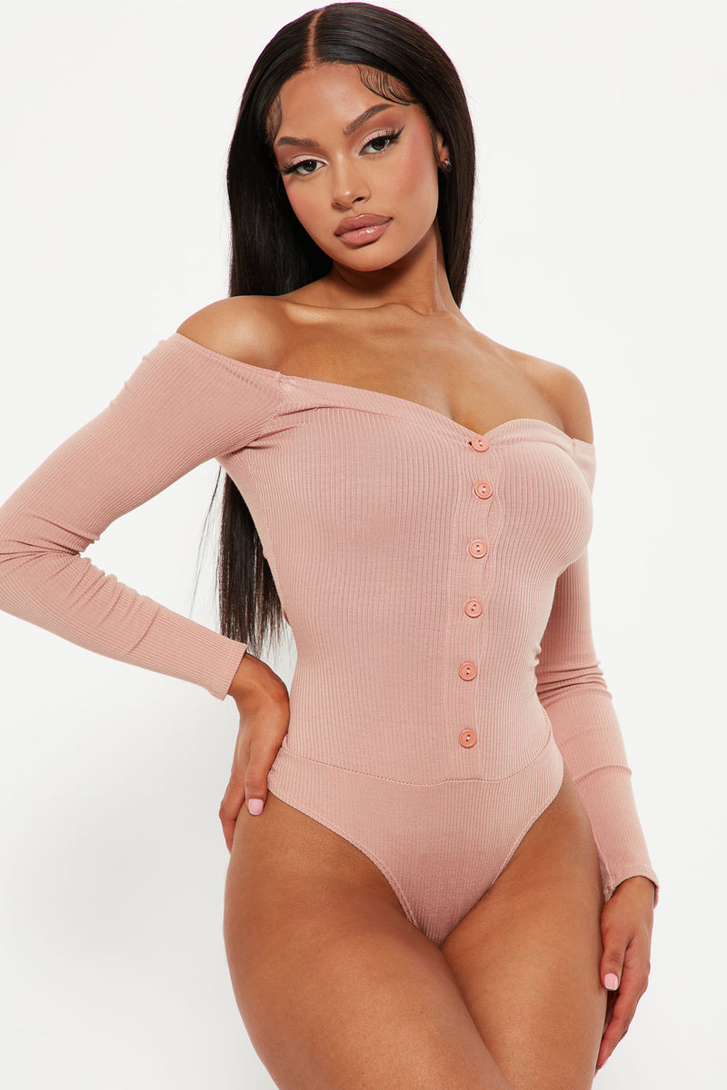 Pink off the shoulder top bodysuit