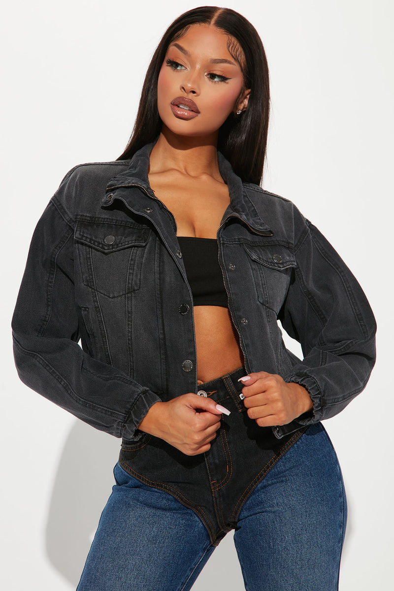 With You Denim Bomber Jacket Black Fashion Nova, Jackets & Coats
