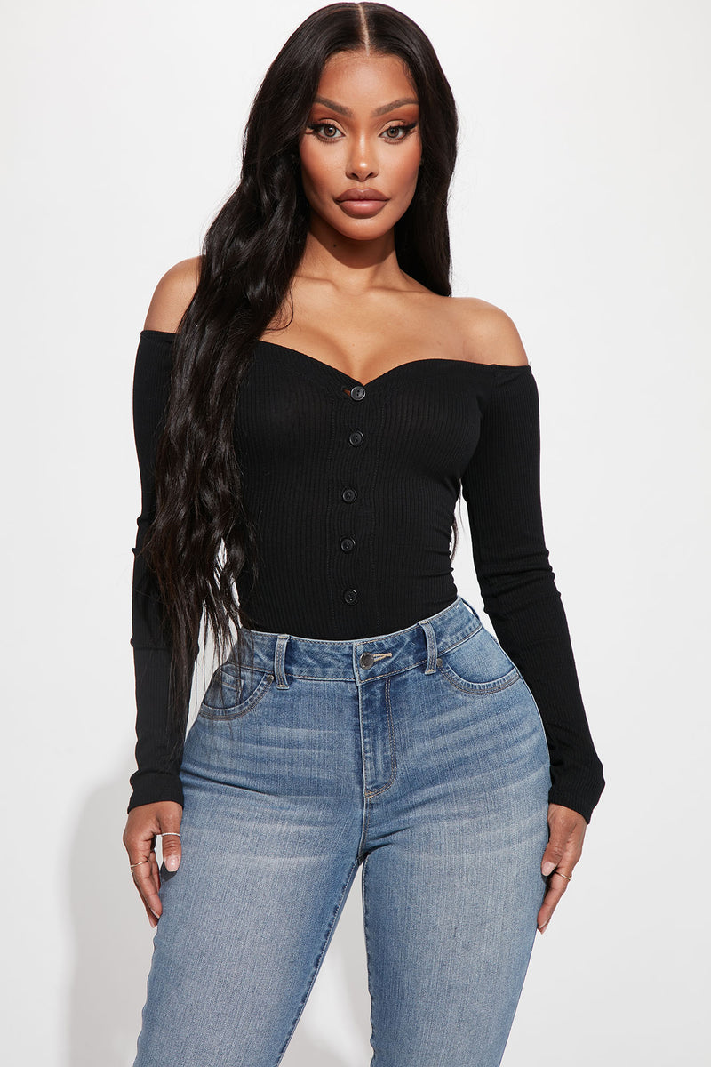 Fool In Love Off Shoulder Bodysuit Black Fashion Nova