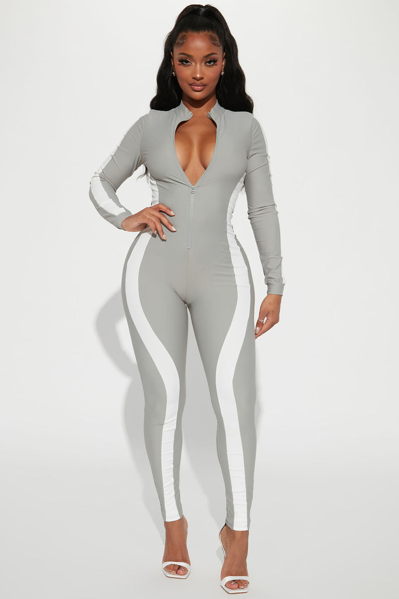 Fashion nova sale grey jumpsuit