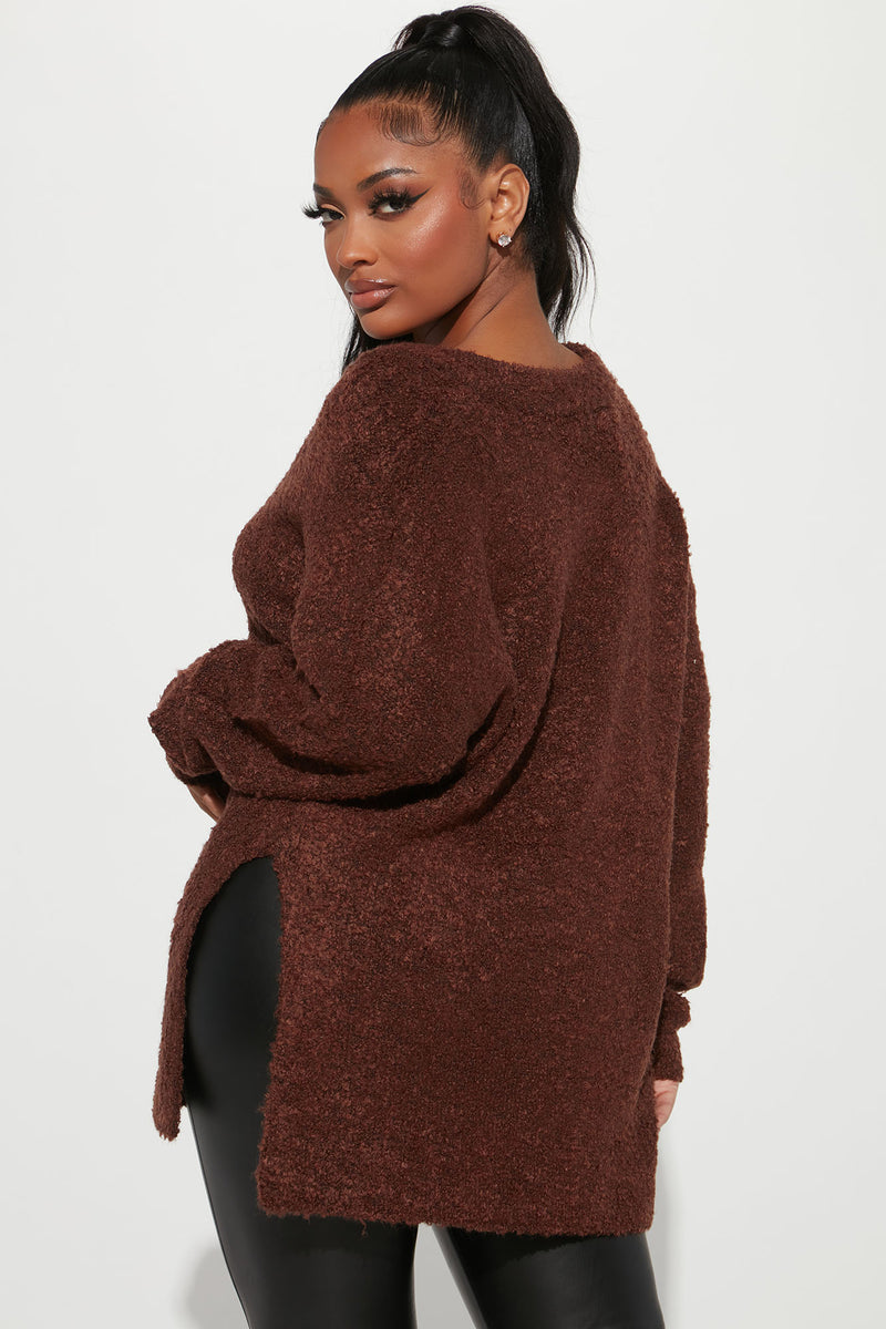 Coziest Option Brown Oversized Pullover Sweater