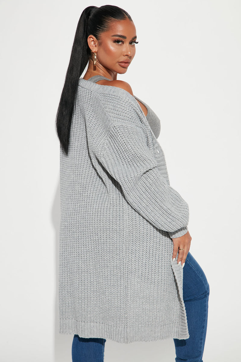 Long gray hot sale sweater coat