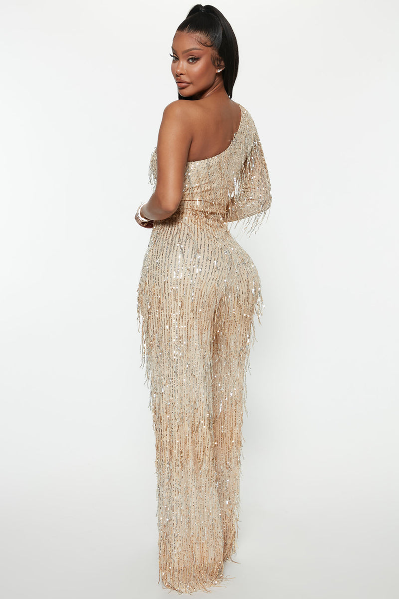 Sequin sales fringe jumpsuit