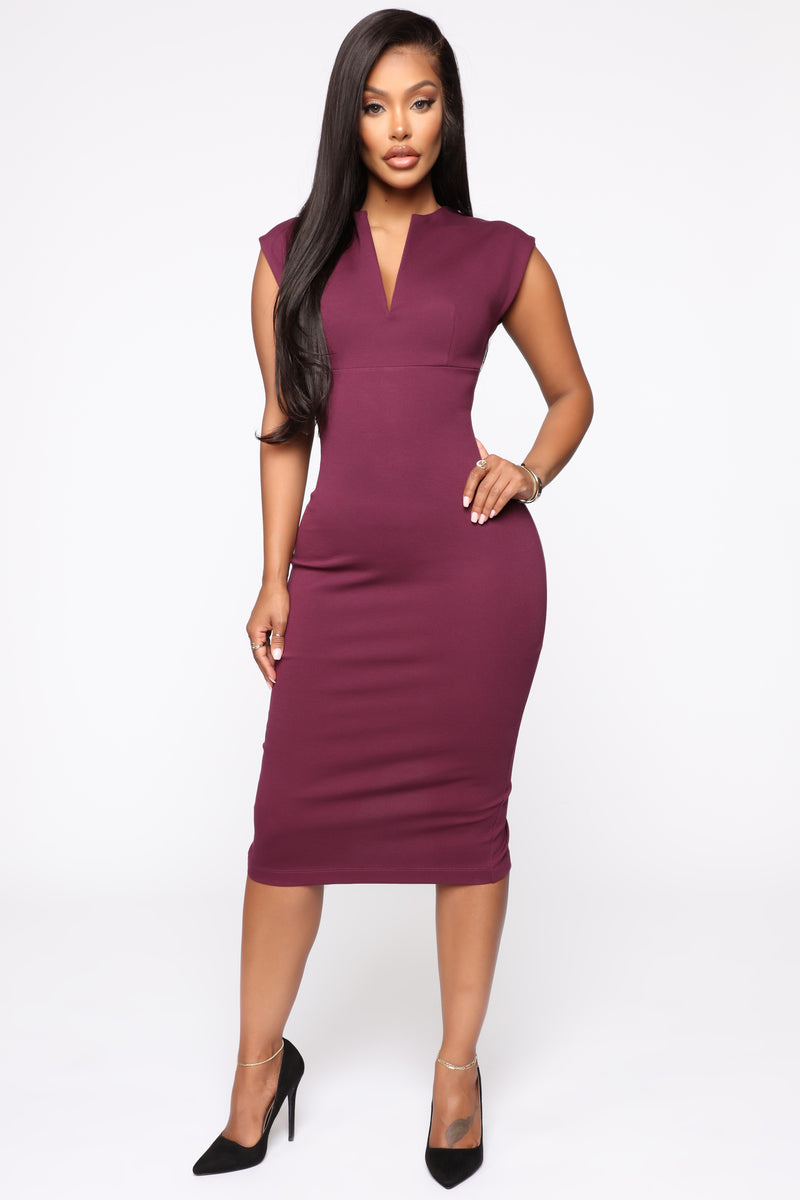 Eggplant midi shop dress