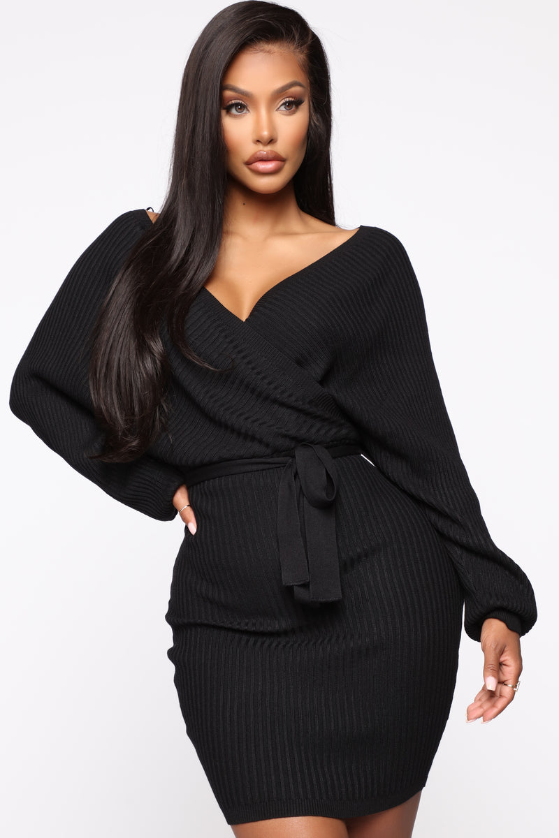 Just Between Us Sweater Dress Black Fashion Nova Dresses
