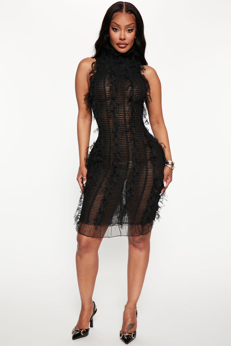Fashion nova deals black mesh dress