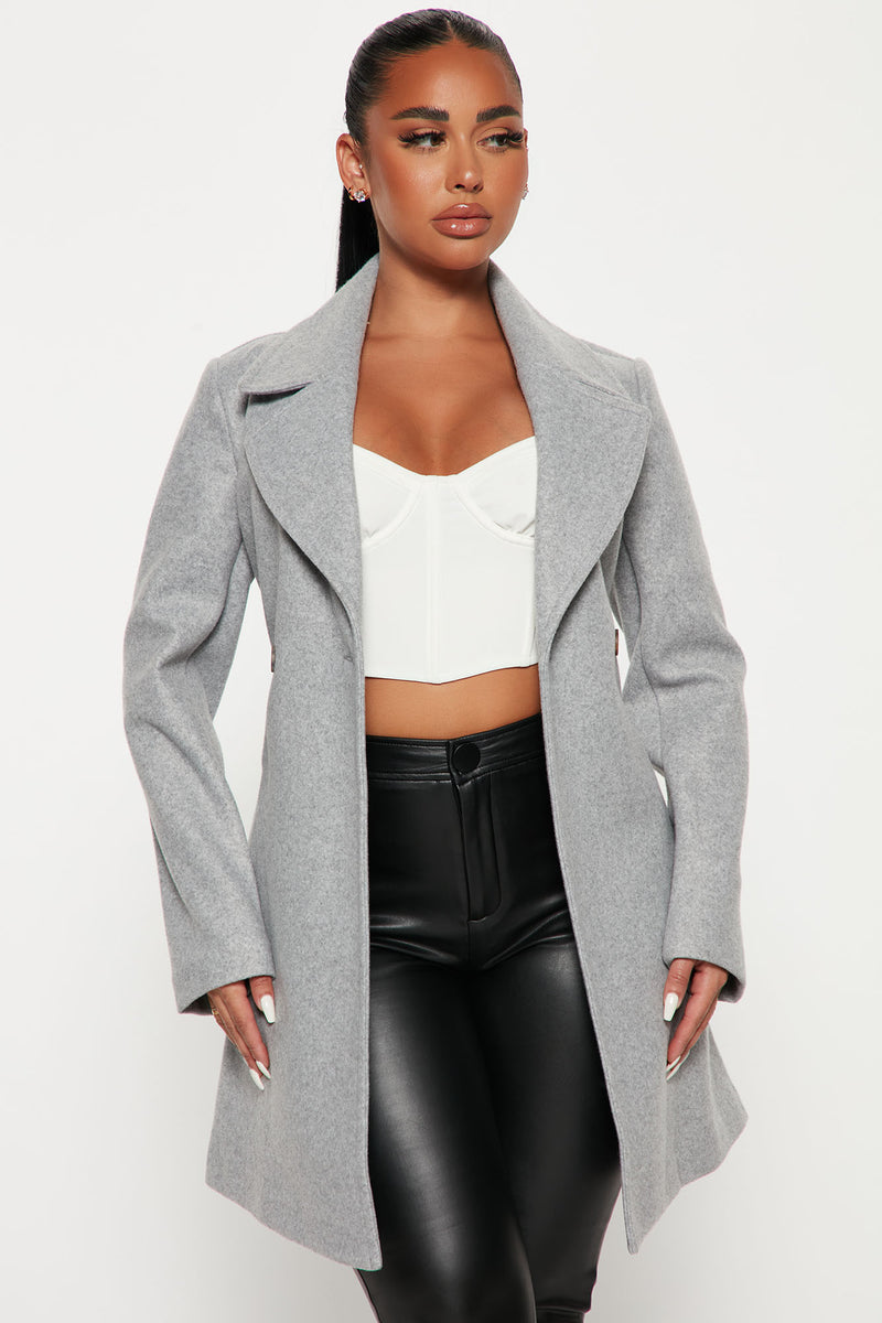 Listen Up Trench Coat Heather Grey Fashion Nova Jackets